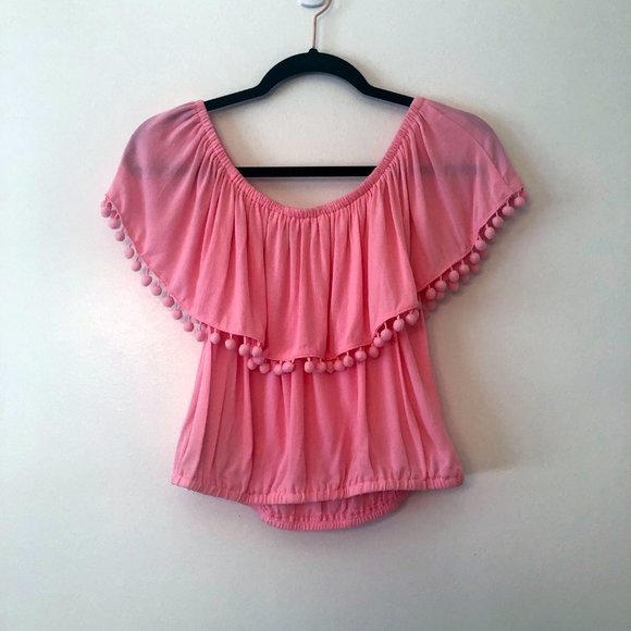Forever 21 Short Sleeve Cropped Blouse in Pink Size L - Picture 6 of 9